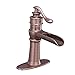 BWE Waterfall Bathroom Faucet Single Handle One Hole Sink Faucet Supply Hose Included Lavatory Deck Mount Copper