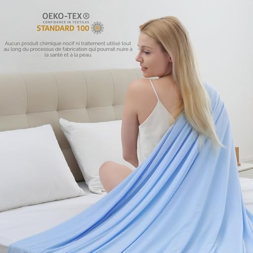 Marchpower Refreshing Blanket, 150 x 200 cm, Arc-Chill Natural Technology Summer Blanket Double-Sided Blanket Cozy and Refreshing Sofa Blanket, Qmax>0.5, Blue