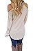 Dokotoo Womens Cold Open Shoulder Loose Knitted Sweater Top Blouse Large Apricot