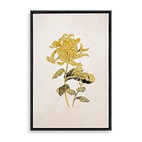 Framed Canvas Wall Art Golden Plant Canvas Prints Home Artwork Decoration for Living Room,Bedroom - 16x24 inches