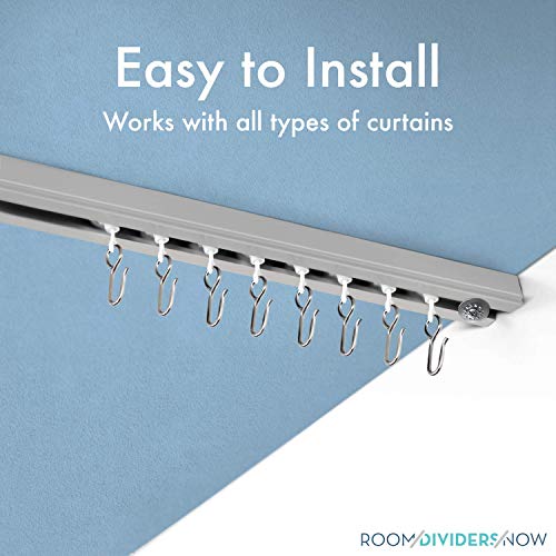 RoomDividersNow Ceiling Track Set - Small, For Spaces 3ft - 6ft Wide (Silver)