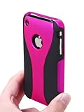WM Hot Pink-Black 3-Piece Hard Case Cover for Apple iPhone 3G 3GS + Free Screen Protector