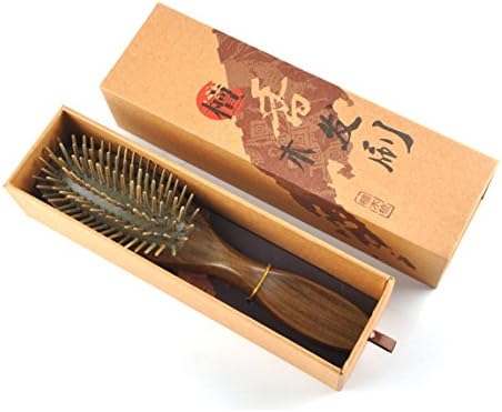 Imstyle Green Sandal Wooden Hair Detangler Brush with Air Cushion Anti-static Hair Maintaining Care for Women (Premium Giftbox)