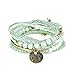 LOVFASHION Multilayer Bohemian Green Beaded Bracelet Crystal Pendant Charm Stretch Beach Stack Bangle Bracelet Set 7 Colors for Women Jewelry