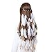AWAYTR Hippie Feather Headband Boho Headdress Feather Crown Elastic Gypsy Festival Headband Indian Hair Accessories (White#2)