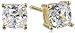Amazon Collection 18k Yellow Gold Plated Sterling Silver Cushion Cut 5mm Cubic Zirconia Stud Earrings
