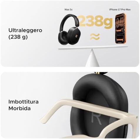 HiTune Max5s Cuffie Bluetooth Cancellazione Rumore Attiva 45dB Hires