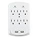 Dukens 6 outlets Surge Protected Current Tap With 2 USB - White
