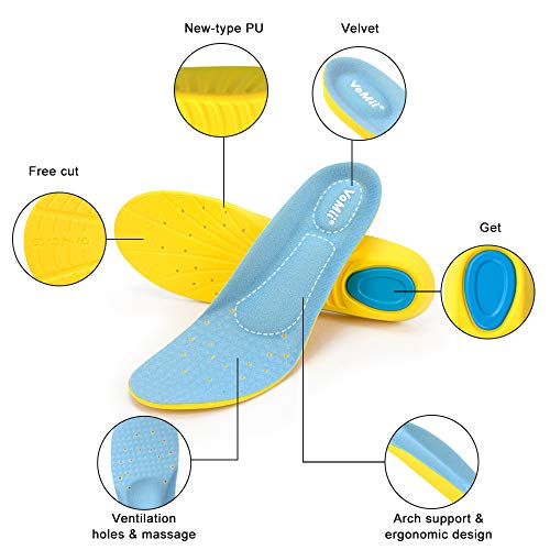VoMii PU Memory Foam Insoles Plantar Fasciitis Arch Support Insoles for