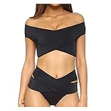 MineSign Off Shoulder Bikini Swimsuit for Women 2017 Fashion 2-Piece Wireless Top High Waist Bottom
