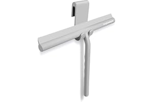 Anjinwiper Varied-Use Shower Squeegee Bathroom Cleaner Tool Household Window Scraper Streak-Free Rubber Blade with Hook, Squeegee Wiper Cleaning for Bathroom, Mirrors, Doors,11" in,Grey