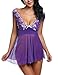 Avidlove Women Lingerie Lace Babydoll V Neck Chemise Set Sexy Nightie Mesh Sleepwear