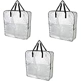 Pack of 3 - Extra Large Clear Storage Bag for Clothing Storage, Under the Bed Storage, Garage Storage, Recycling Bags