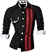 jeansian Men's Slim Fit Long Sleeves Casual Shirts Z021 Black XL