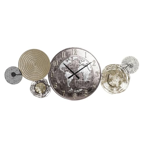 RELOJ PARED METAL 121X9,5X49,5 MAPAMUNDI DORADO