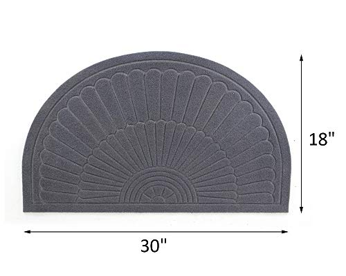 E-view Half Round Door Mat Mud Dirt Trapper Shoe Scraper Mat Entry Mat Rugs for Front Door Low Profile Indoor Outdoor Washable (Gray)