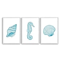 3 Piece Framed Canvas Wall Art Simple Seabed Elements Canvas Prints Home Artwork Decoration for Living Room,Bedroom - 16