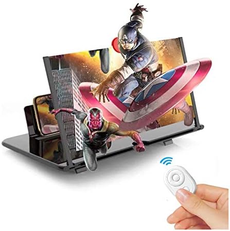 JIAX Mobile Phone Screen Magnifier 12″ 3D Screen Magnifier for Cell Phone HD Mobile Phone Screen Magnifier for Movies, Videos Phone Stand with Screen Amplifier for All Phones+Remote