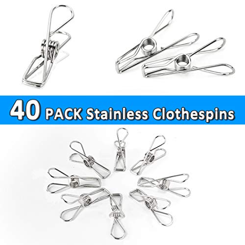 Clothespin 2.2” Pin,40 Pack Stainless Steel Wire Clip,Durable Metal Pin for Clothesline Utility Pin for Laundry, Kitchen, Backyard, Outdoor Clothes Drying, Bag Sealing, Room Decorating, Office Pin - Thumbnail 5