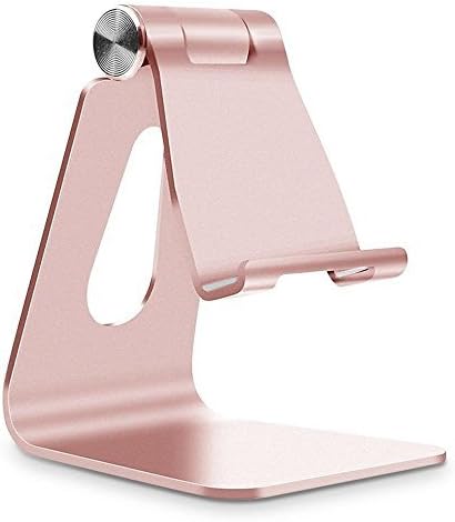 Adjustable Cell Phone Stand, Swelt Phone Stand Cradle, Dock, Holder for iPhone 8 X 7 6 6s Plus 5 5s charging, all Android Smartphone, Accessories Desk, Switch and more (Rose Gold)