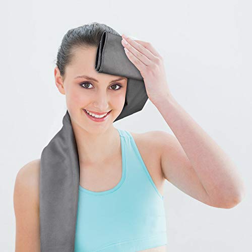 sunland Yoga Towel Sweat Absorbent Soft Non-Slip Hot Yoga Towel + Hand Towel 2 in1 Set with Carry Bag Ideal for Pilates Hot Yoga Bikram 24 inches x 72 inches Grey - Thumbnail 6