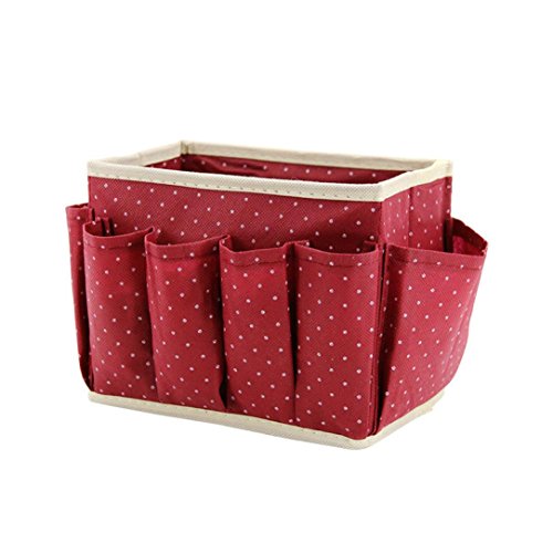 Kintaz Storage Box Clearance Sale! Cotton Linen Desktop Storage Basket Sundries Storage Box (Red)