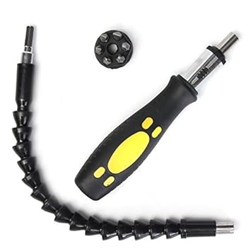 Whitecloud Steel Functional Snake Bit Drill Extender with Bonus Bits Screwdriver (597) Black