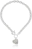 GUESS Basic Crystal Graffiti Heart Toggle Pendant Necklace