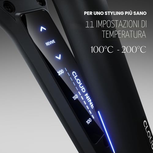 CLOUD NINE The New Wide Hair Straightener | Variable Temperature Control | Revive Mode Mineral Enriched Plates | Digital Display 360° Swivel Cord