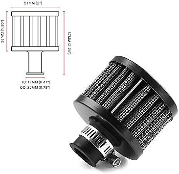 Amazon Com Rasnone 12mm Air Filter Cold Air Intake Filter Breather Turbo Vent Air Intake Filter Cleaner Black Universal For Car And Motorcycle Automotive