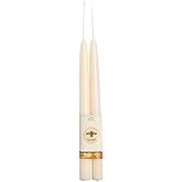 Big Dipper Wax Works Ivory White Hand-Dipped Beeswax Taper Candles – 12” x 7/8”, 2-Pack, 100% Pure Beeswax, Long Burning, Clean, Cotton Wick, Handmade in USA, Home Décor & Wedding Candles