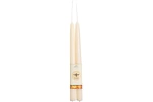 Big Dipper Wax Works Ivory White Candles, Hand Dipped Beeswax Taper Candles, 12-Hour Long Burn, Pure Beeswax Candle 12" x 7/8", All Natural Rich Coloring