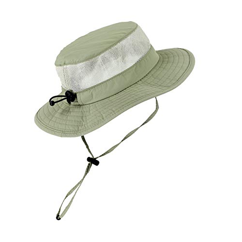 Light Olive Foldable Fishing UV Sun Hat w/ Vented Mesh, Outdoor Cap, Light Olive, Large/X-Large