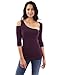 PattyBoutik Women Asymmetric Cutout Long Sleeve Blouse (Dark Purple Small)