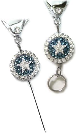 Amazon Co Jp リール キーホルダー Nm 伸びる キーホルダー W Star デニム リール式 ワイヤー フック付 リールキー スワロフスキークリスタル 星 デザイン 便利で可愛いから大人気 ホーム キッチン