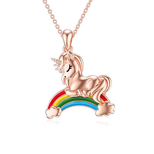 ROMANTICWORK Unicorn Gifts for Girls 925 Sterling Silver Unicorn Rainbow Pendant Necklace Jewellery Christmas Gifts for Women Girls — image 1