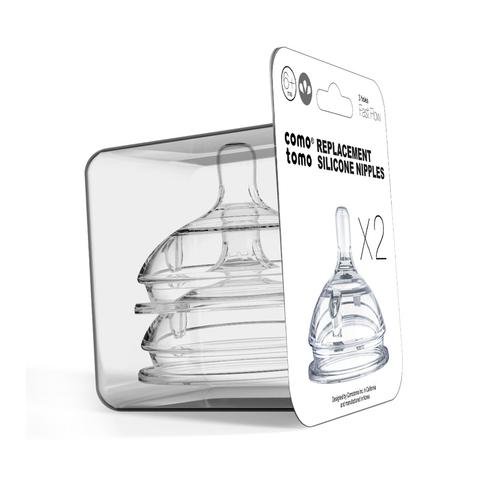 Comotomo Replacement Nipples in Fast Flow for Ages 6 Months (2-Pack)