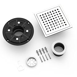 Iriber 6 Inch Square Shower Floor Drain with PVC