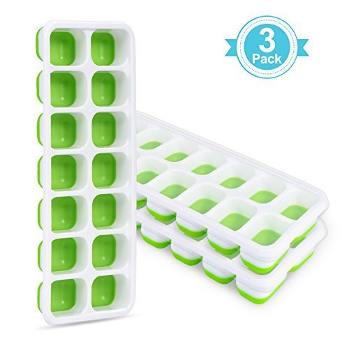 Adoric Life 3 Pack Easy Release Silicone Ice Cube Trays with Spill-Resistant Lids, 14 Shaped Cubes Each with Cover, Flexible Rubber Ice Molds for Whisky, Cocktail, Bourbon, LFGB Certified & BPA Free