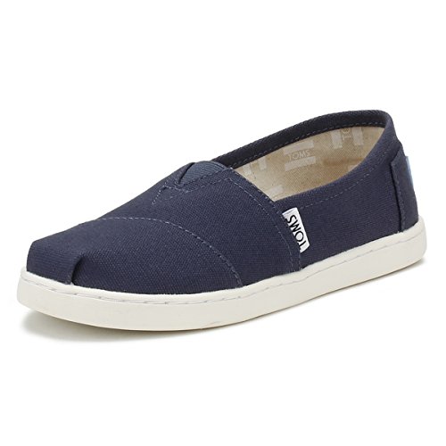 TOMS Unisex Child Classic Alpargata Sneaker, Navy Canvas, 5 Big Kid US