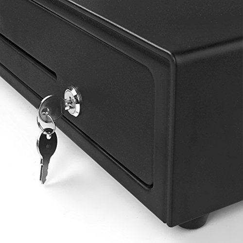 Flexzion Cash Register Drawer POS System Money Currency Box with 5 Compartment Bills & 8 Removable Coin Trays RJ-12 Key Lock For Restaurant Koisk Retail Compatible With Select EPSON Printers