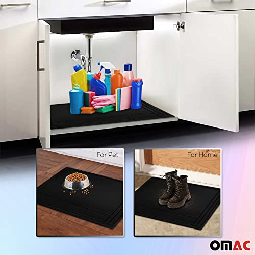 OMAC Black Under The Sink Mat Kitchen Mat Trimmable