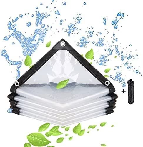 Tarpaulin Waterproof Transparent with Eyelets, Multi-Purpose Transparent Tarpaulin, Tarpaulin Transparent Waterproof, for Outdoor Use, Rain Protection, Wind Protection, Furniture Dustproof, with Tie