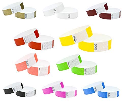 J&R Wristbands Made from Tyvek. 1000 Pack Multicoloured Paper Like Bands Bracelets for Events
