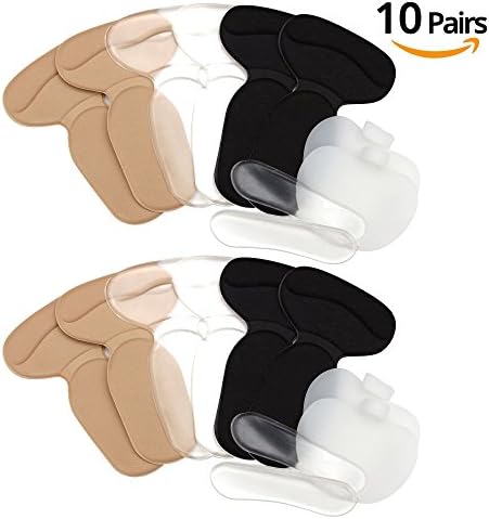 HBY Heel Cushion Pads 10 Pairs- Heel Inserts, Heel Shoe Grips Liner Anti Slip Shoe Cushion, Self-adhesive Shoe Insoles Foot Care Protector