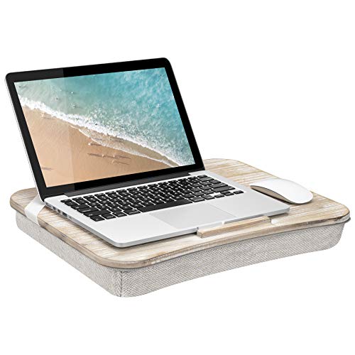 LapGear Heritage Lap Desk with Device Ledge – White Wash – Fits Up to 17.3 Inch Laptops – Style No. 45611