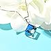 Blue Swarovski Crystals Pendant Necklace, Cat Eye Jewels S925 Sterling Silver Color Changing Ocean of Heart Necklace for Women Girls SW004