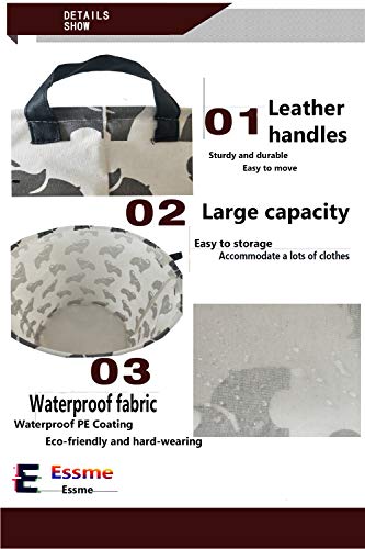 ESSME Large Storage Bin,Canvas Fabric Storage Baskets with Handles,Collaspible Laundry Hamper for Household,Gift Baskets,Toy Organizer (Naughty Elephant)