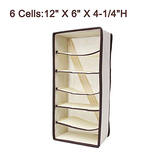 Metuu Foldable Clothing Drawer Organizer Underwear Organizer Drawer Divider Kit 4 Set for Underwear Bras, Socks, Neck ties and Scarves, Beige