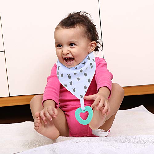 Baby Bandana Drool Bibs Unisex for Teething and Drooling - 3 Pack Super Soft Absorbent Cotton Bibs,Teething Toys Set Toddler Baby Shower Gift for Boys & Girls